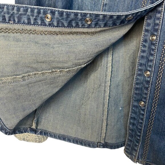 Zenim Size Large Western Shirt Jacket Pearl Snap Close Emb Faux Gem Details - Picture 4 of 8